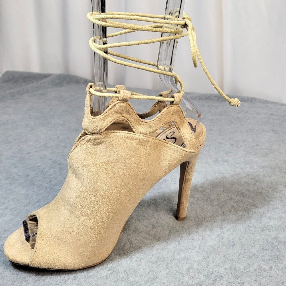 * So Me Nude  4" High Heel Tie Up Sandal Shoes